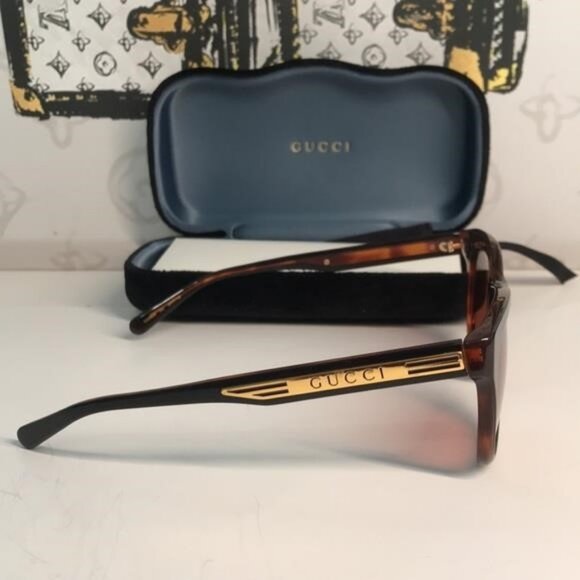 Authentic ✨ Brand New Gucci GG0980S 002 Sunglasses – Tortoise Havana with Orange - Picture 8 of 11